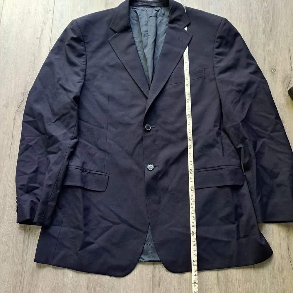 Ermenegildo Zegna Men's Blazer Sport‎ Coat Natural Comfort 44L Wool Navy Blue